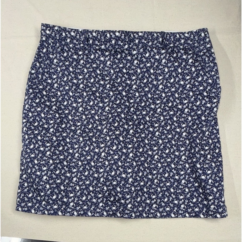 Dockers Women's Skort Size 10 Blue White Crab Print Pockets Zip beach Cottage